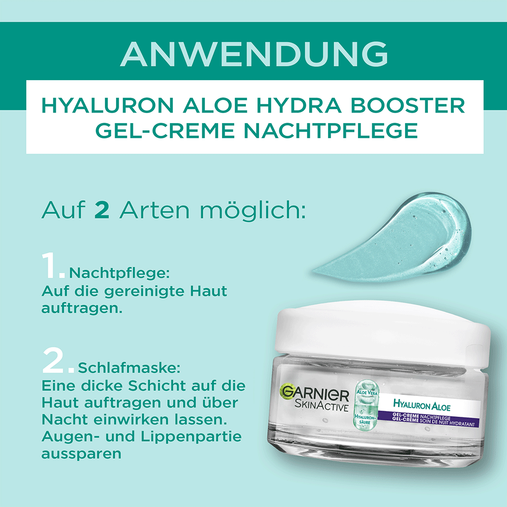 Bild: GARNIER SKIN ACTIVE Hyaluron Aloe Hydra Booster Gel-Creme Nacht 