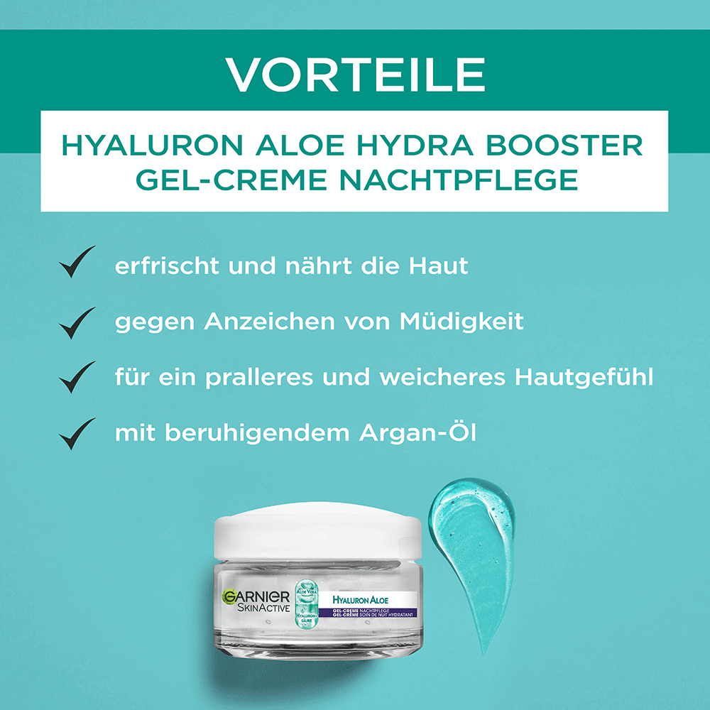 Bild: GARNIER SKIN ACTIVE Hyaluron Aloe Hydra Booster Gel-Creme Nacht 