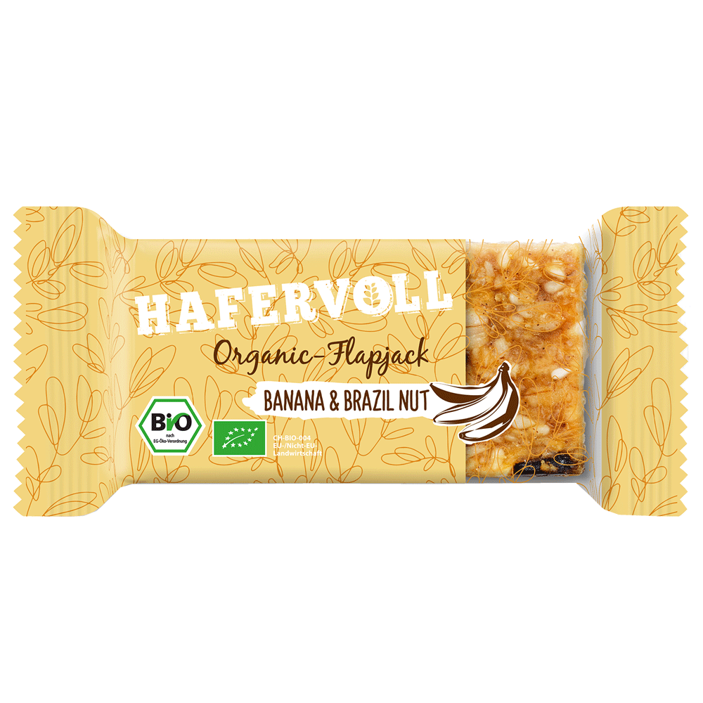 Bild: HAFERVOLL Bio Organic Flapjack Banana & Brazil Nut 