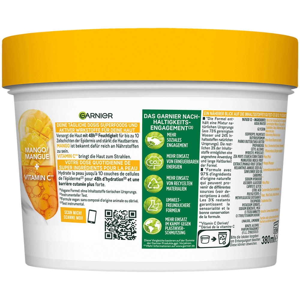 Bild: GARNIER Body Superfood Mango Vitamin C Körperpflege 