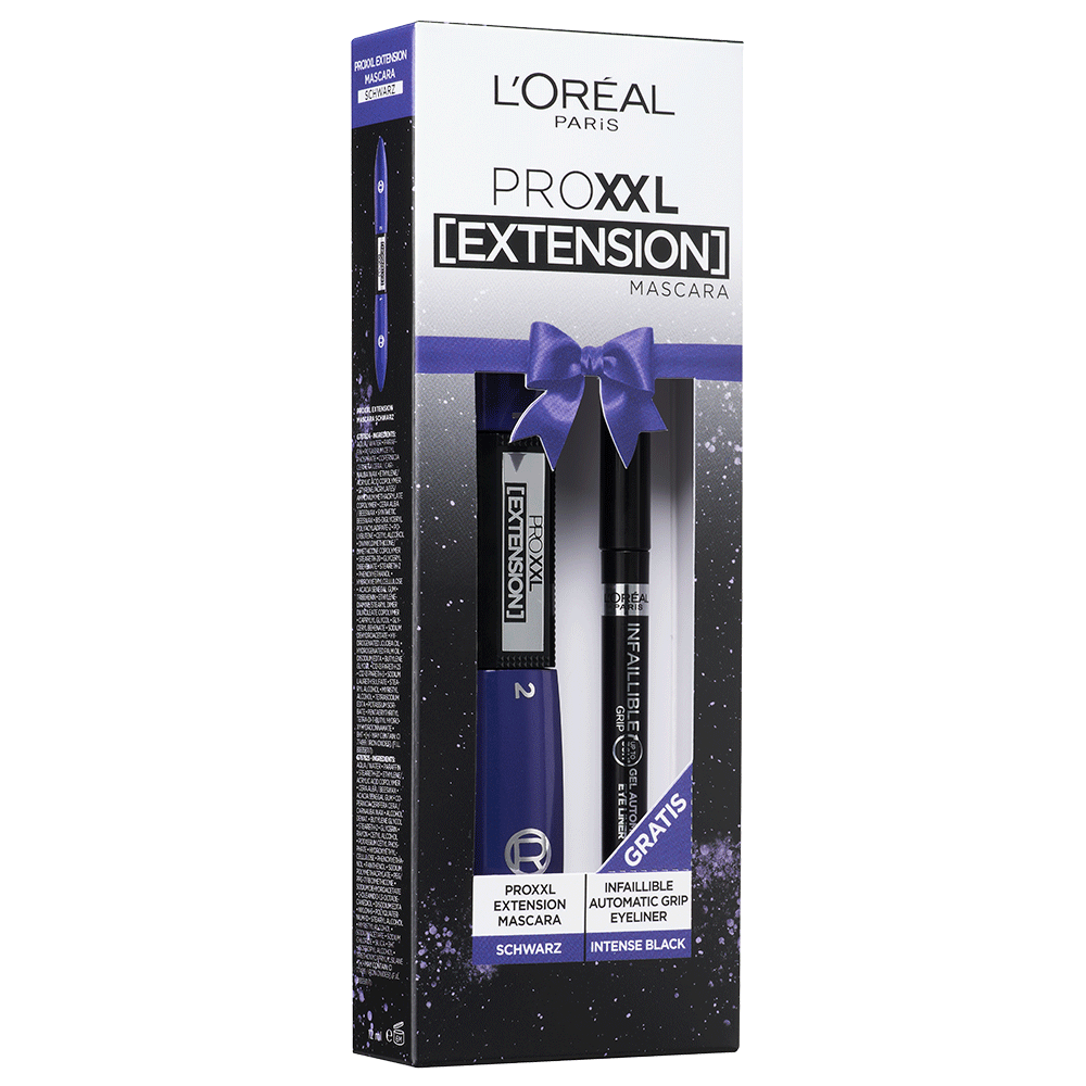 Bild: L'ORÉAL PARIS ProXXL Extension Mascara schwarz + Infaillible Automatic Grip Eyeliner Intense Black 