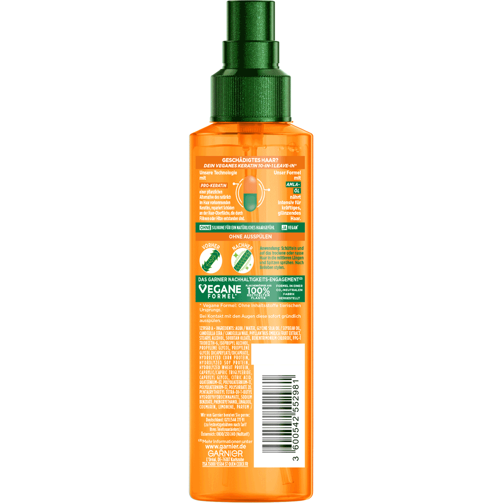 Bild: GARNIER FRUCTIS Schadenlöscher Veganes Keratin 10-in-1-Leave-in 