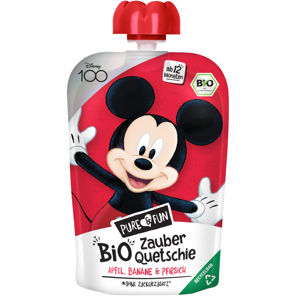 Bild: Pure & Fun Disney Bio Zauber Quetschie Micky Apfel, Banane & Pfirsich 