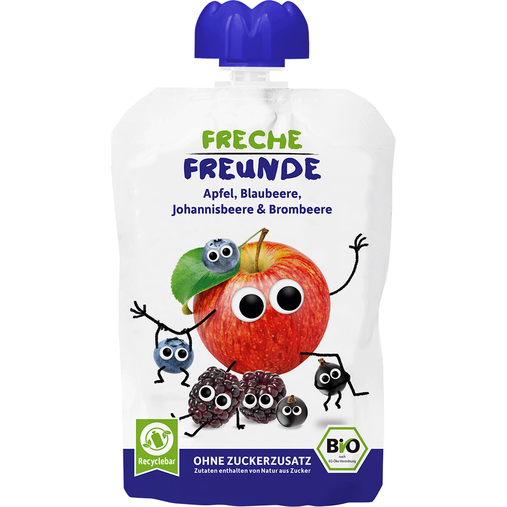 Bild: Freche Freunde Quetschie Apfel, Blaubeere, Johannisbeere & Brombeere 