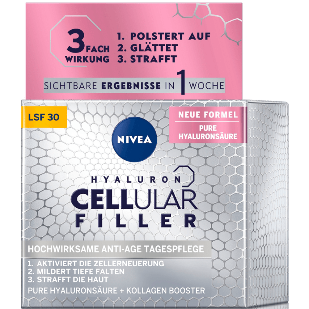 Bild: NIVEA Hyaluron Cellular Filler + Straffung Tagespflege LSF 30 