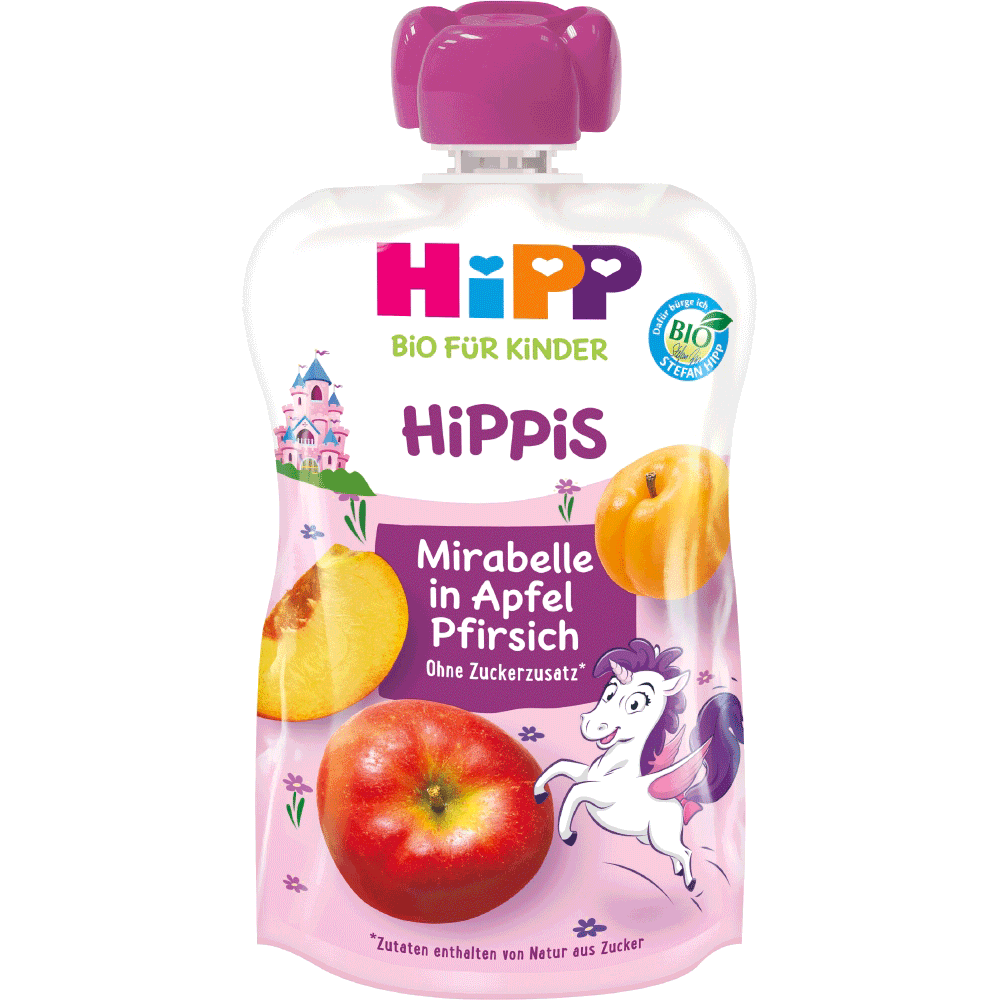 Bild: HiPP Hippis Mirabelle in Apfel-Pfirsich 