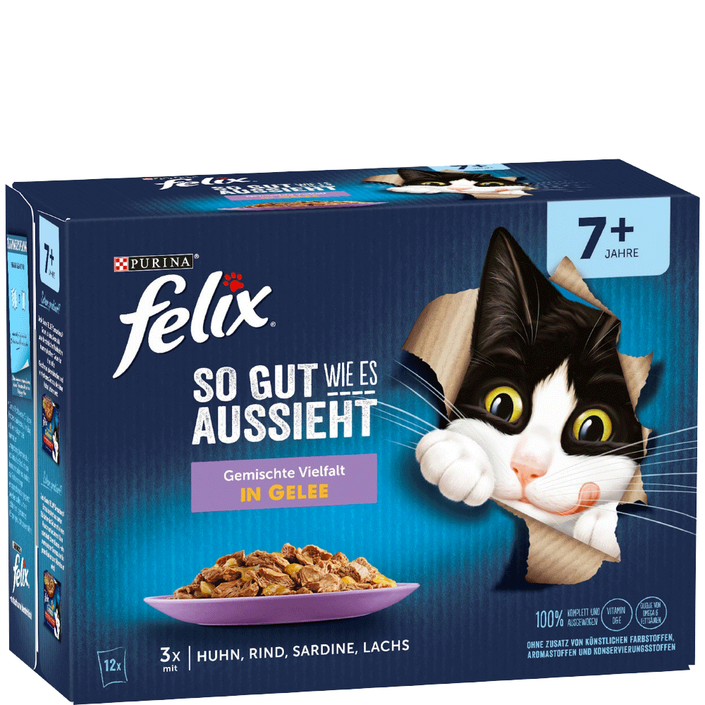 Bild: Felix Geschmischte Vielfalt in Gelee Huhn Rind Sardine Lachs 