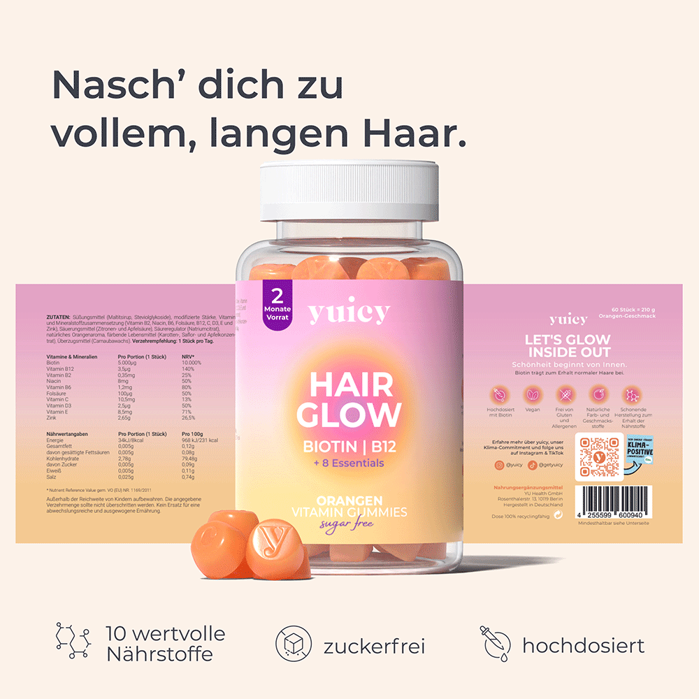 Bild: YUICY Hair Glow Biotin B12 Gummies 