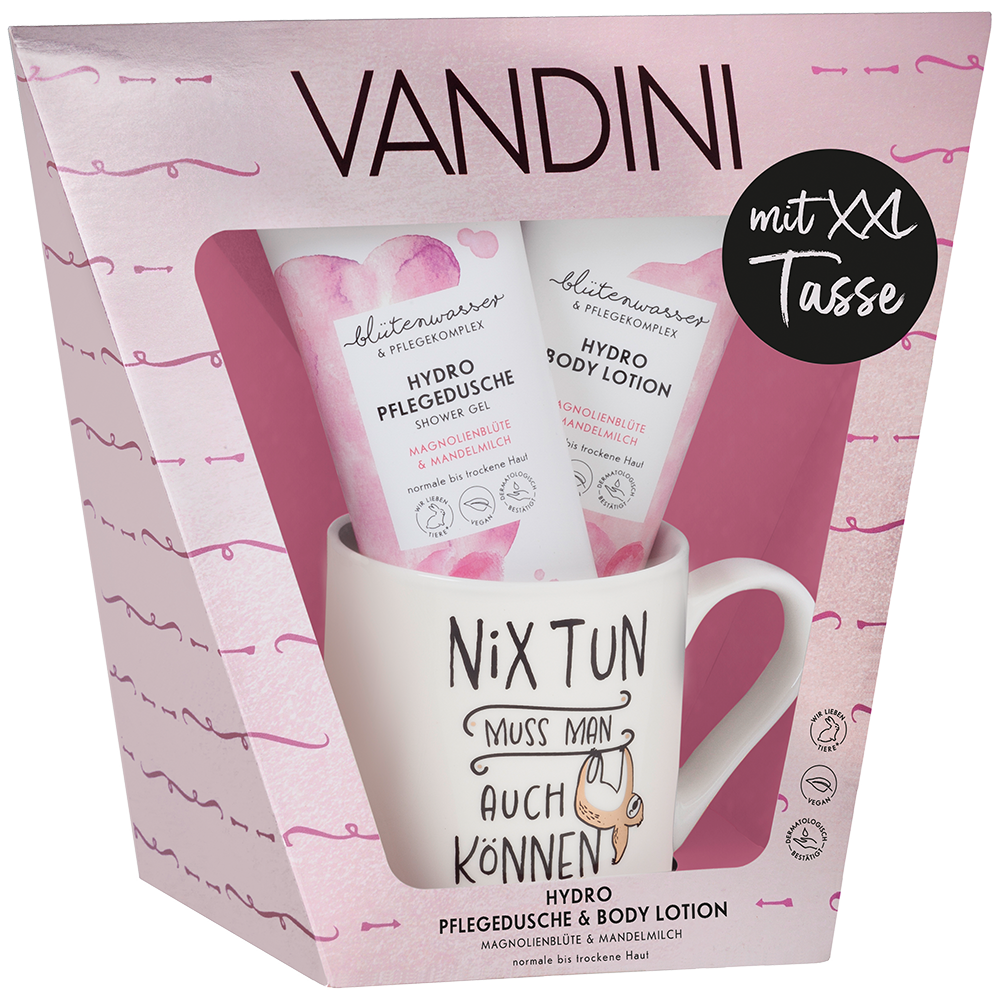 Bild: VANDINI Geschenkset Pflegedusche, Body Lotion und XXL Tasse 