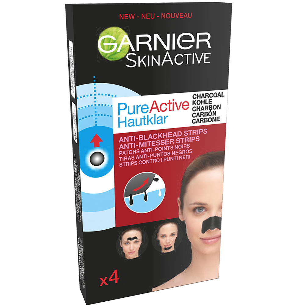 Bild: GARNIER SKIN ACTIVE PureActive Hautklar Anti-Mitesser Strips mit Kohle 