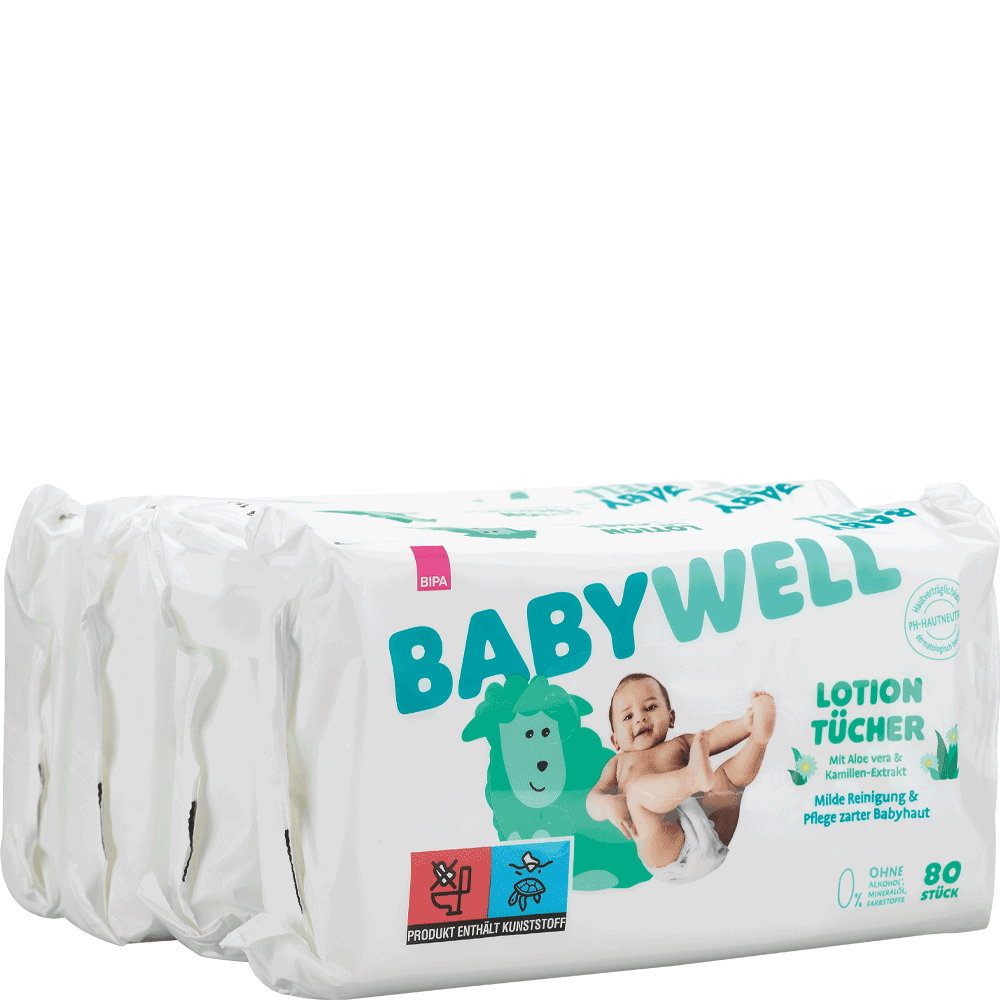 Bild: BABYWELL Lotion Tücher, 4x80 Stück 