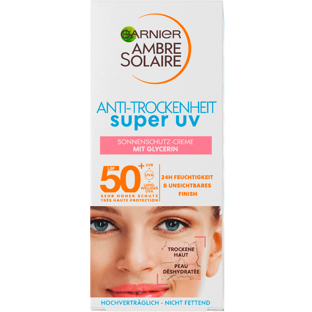 Bild: GARNIER AMBRE SOLAIRE Sensitive Anti-Trockenheit Sonnencreme LSF 50+ 