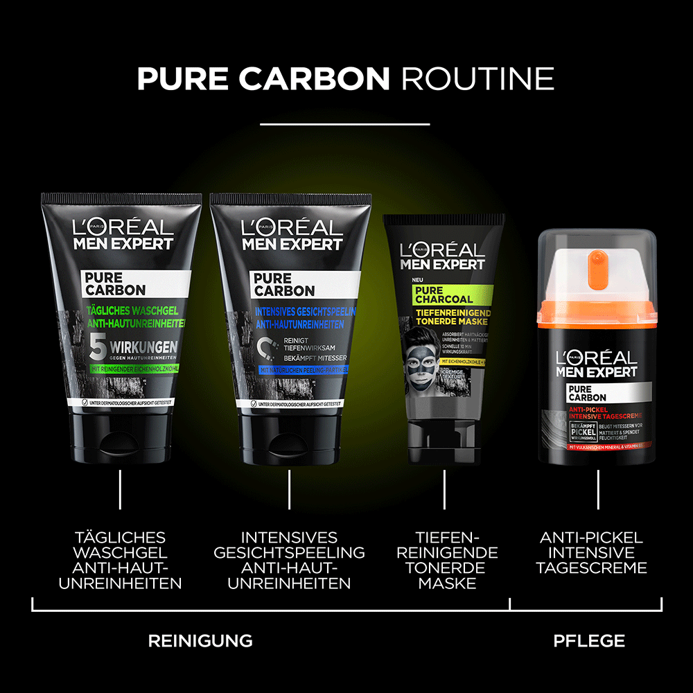 Bild: L'ORÉAL PARIS MEN EXPERT Pure Carbon Waschgel Anti-Hautunreinheiten 