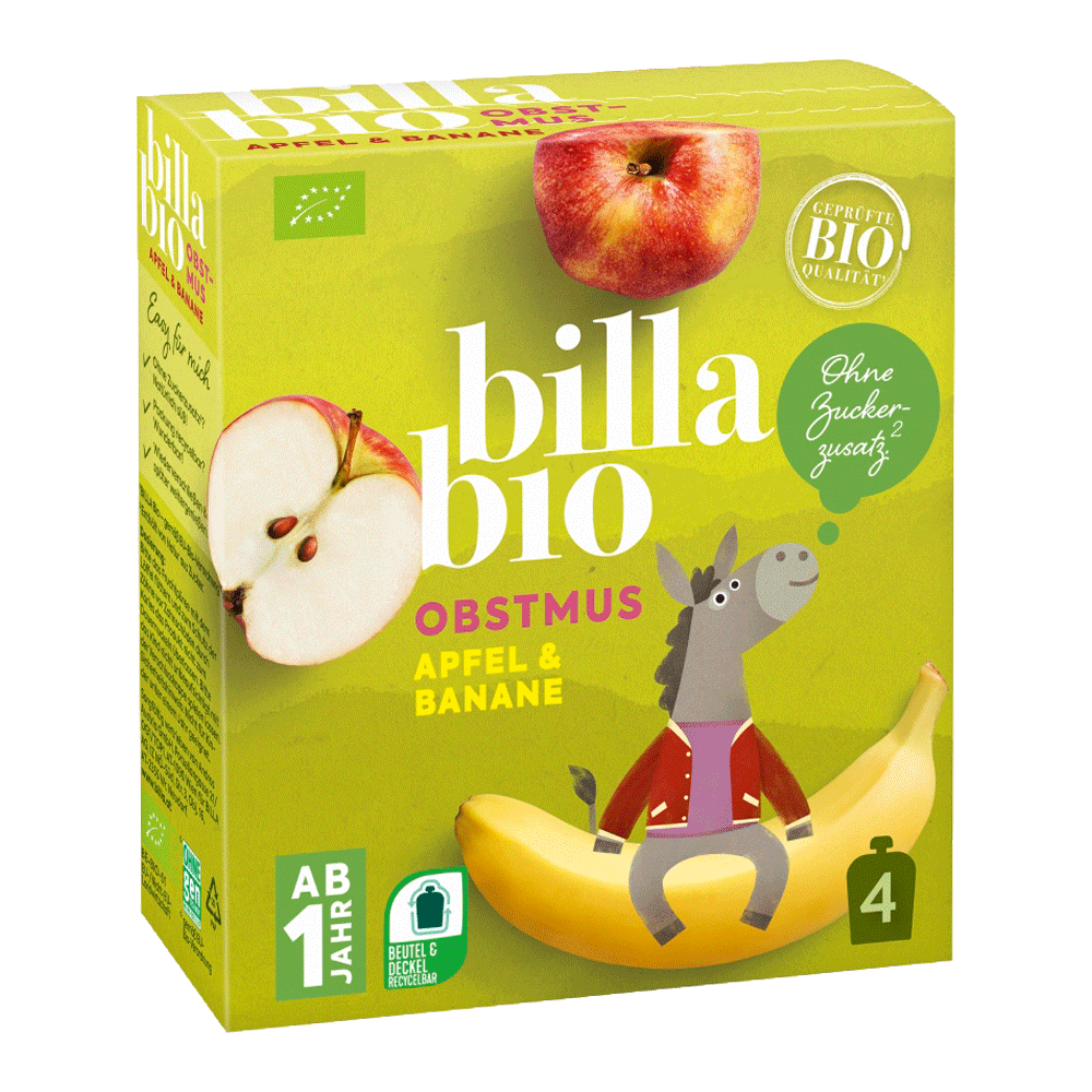 Bild: Billa Bio Quetschie Apfel Banane 4er Pack 