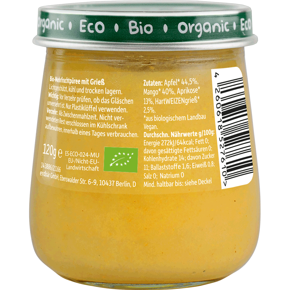 Bild: Freche Freunde Bio Gläschen Apfel, Mango & Aprikose 