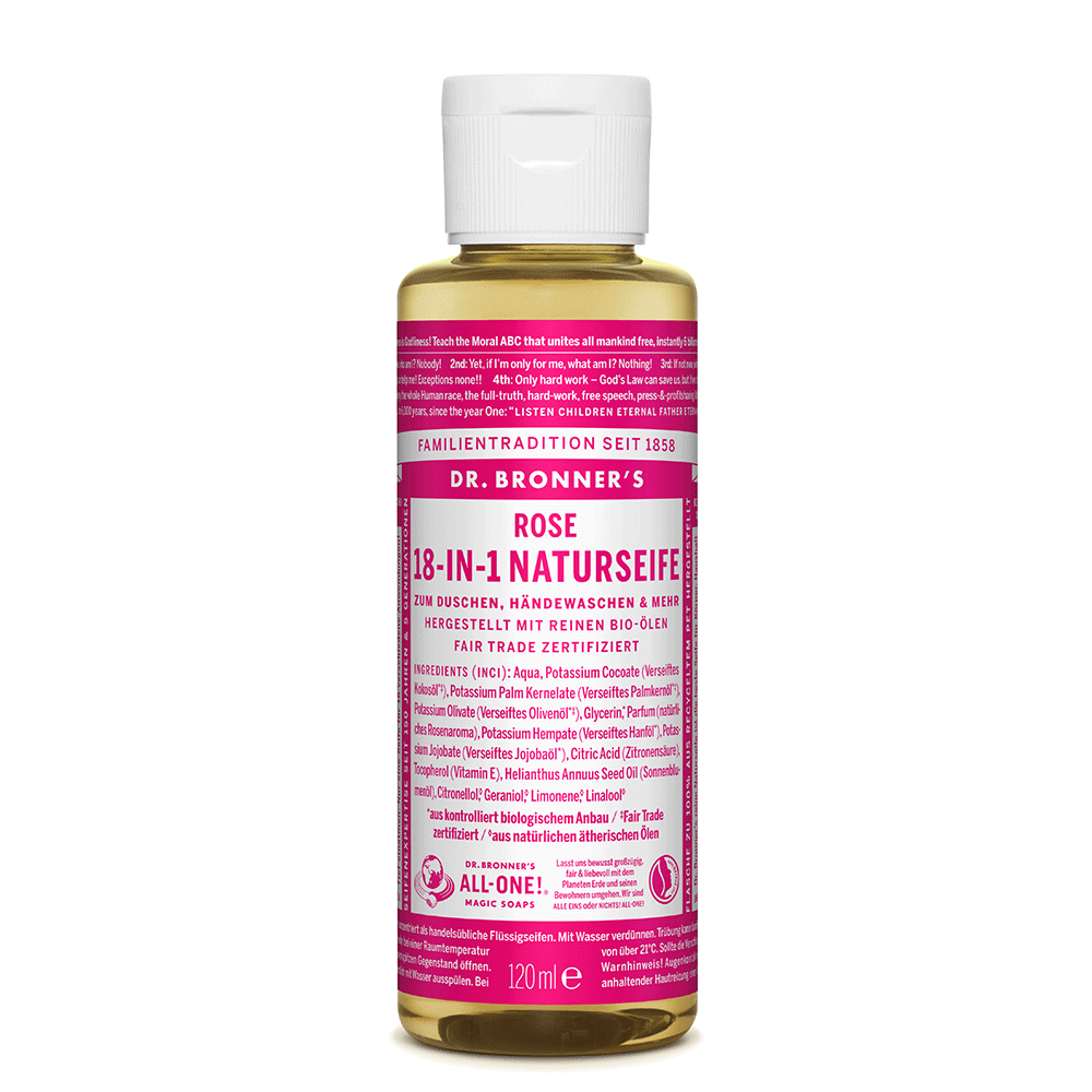 Bild: Dr. Bronner's 18-in-1 Naturseife Rose 