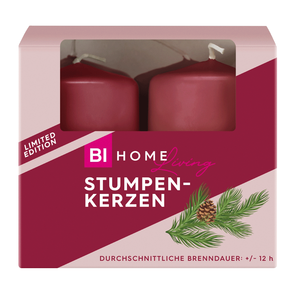 Bild: BI HOME Living Stumpenkerzen Bordeaux 4er 