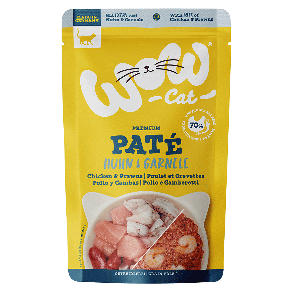 Bild: WOW Cat Premium Paté Huhn und Garnele 