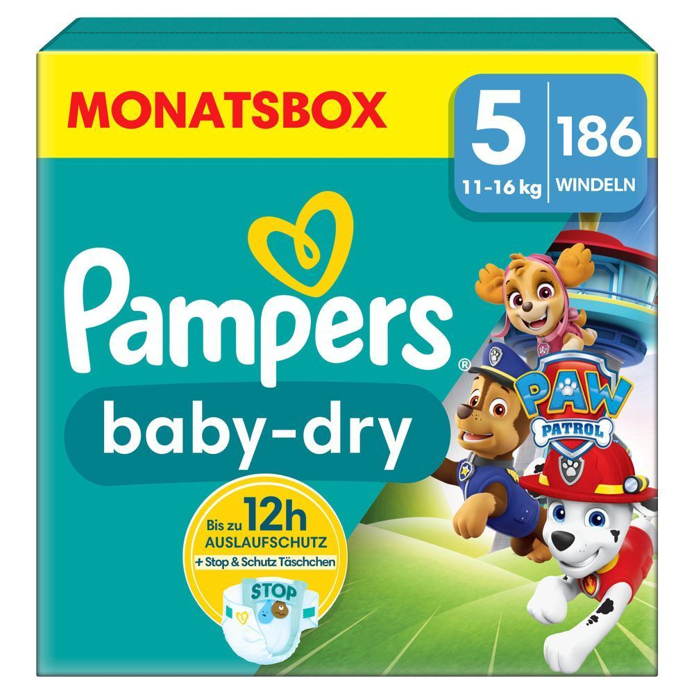 Bild: Pampers Baby-Dry Paw Patrol Edition Größe 5, 11kg-16kg, Monatsbox 