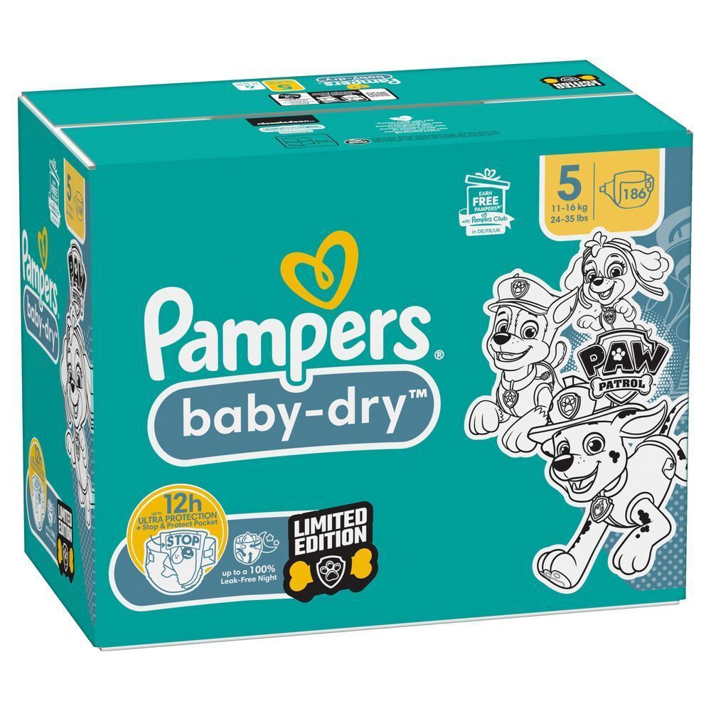 Bild: Pampers Baby-Dry Paw Patrol Edition Größe 5, 11kg-16kg, Monatsbox 