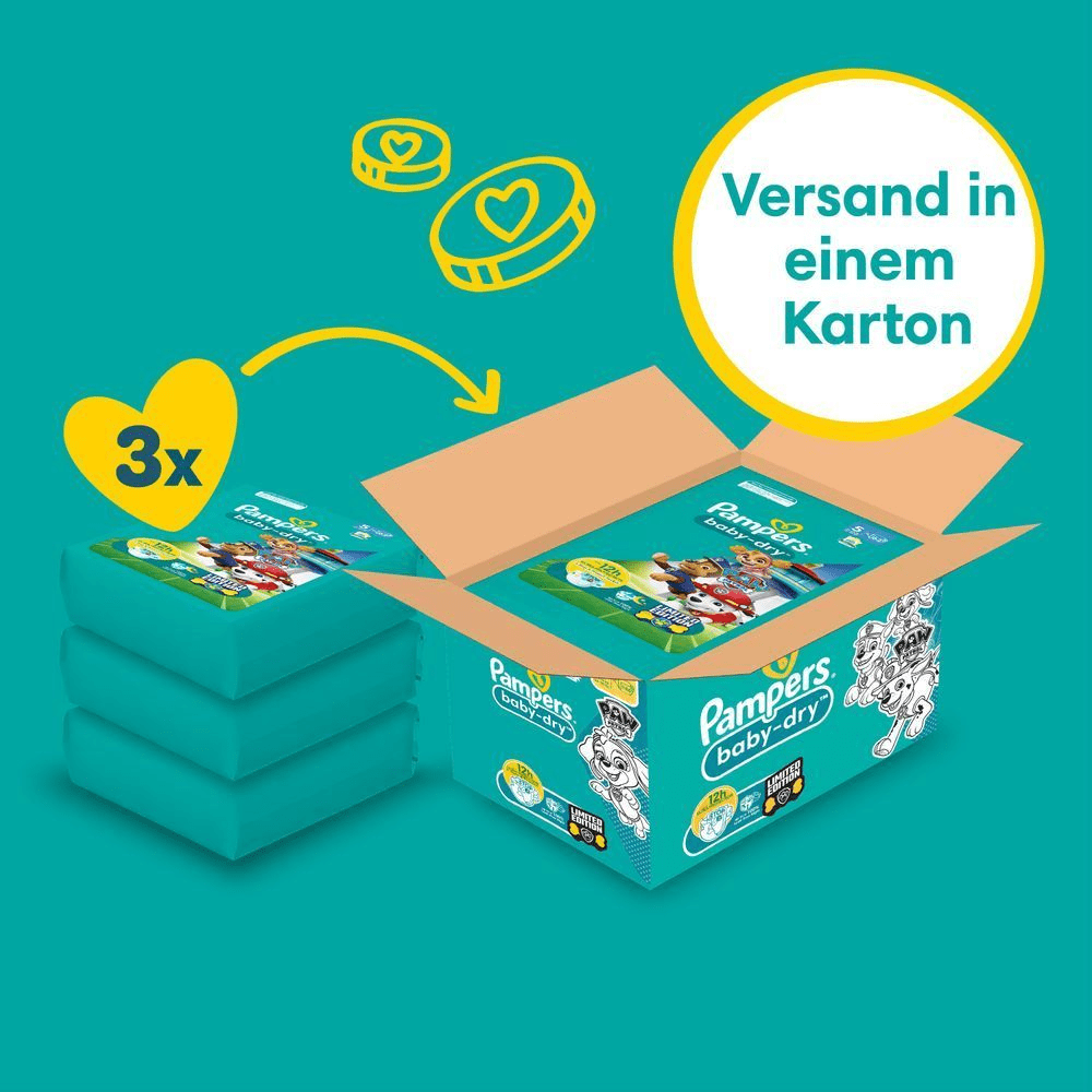 Bild: Pampers Baby-Dry Paw Patrol Edition Größe 5, 11kg-16kg, Monatsbox 