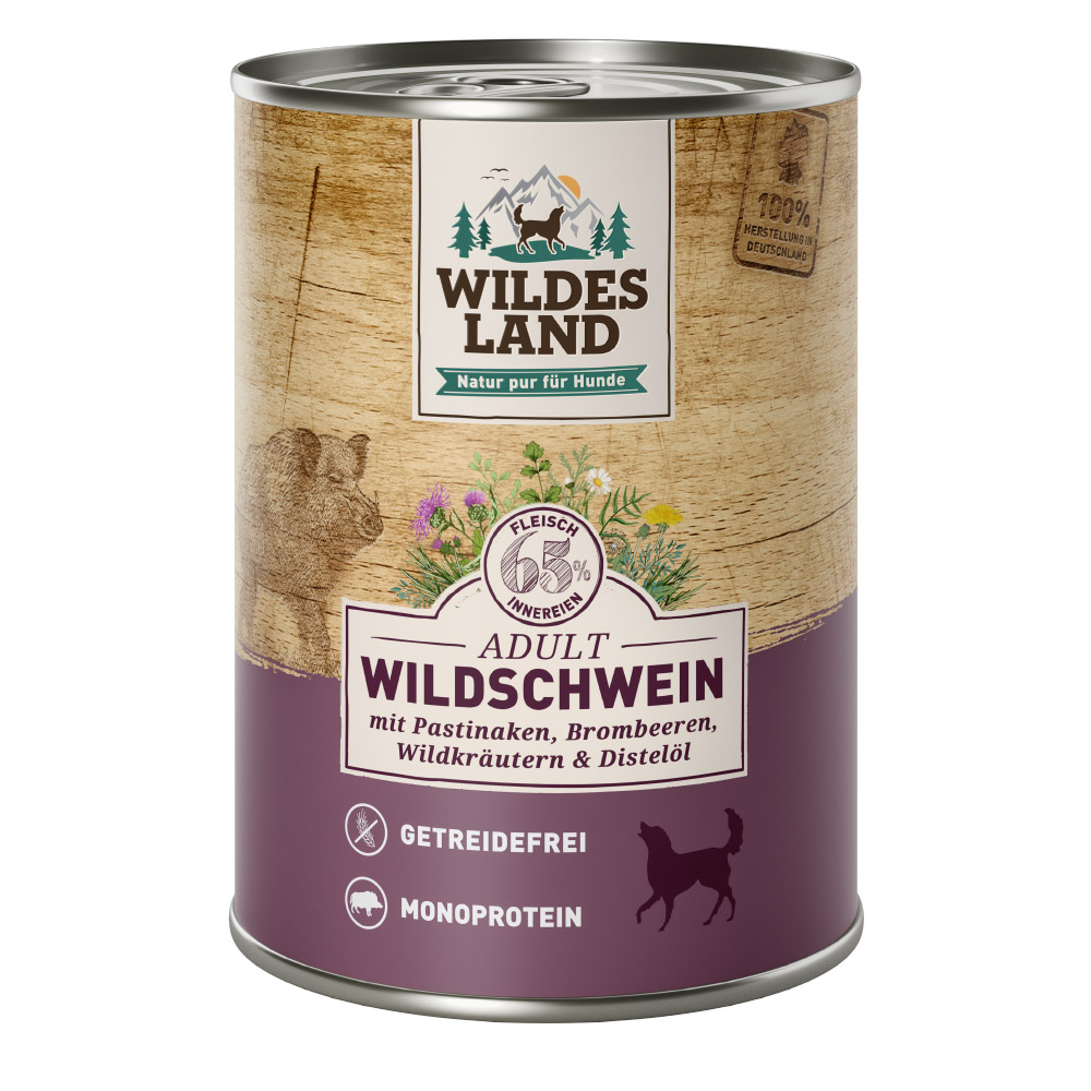 Bild: Wildes Land Wildschwein mit Pastinaken, Brombeeren, Wildkräutern und Distelöl 