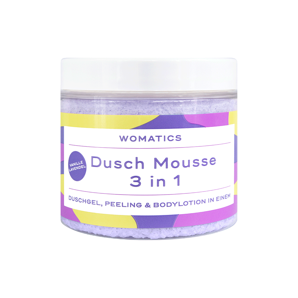 Bild: Womatics 3in1 Dusch Mousse Vanille Lavendel 