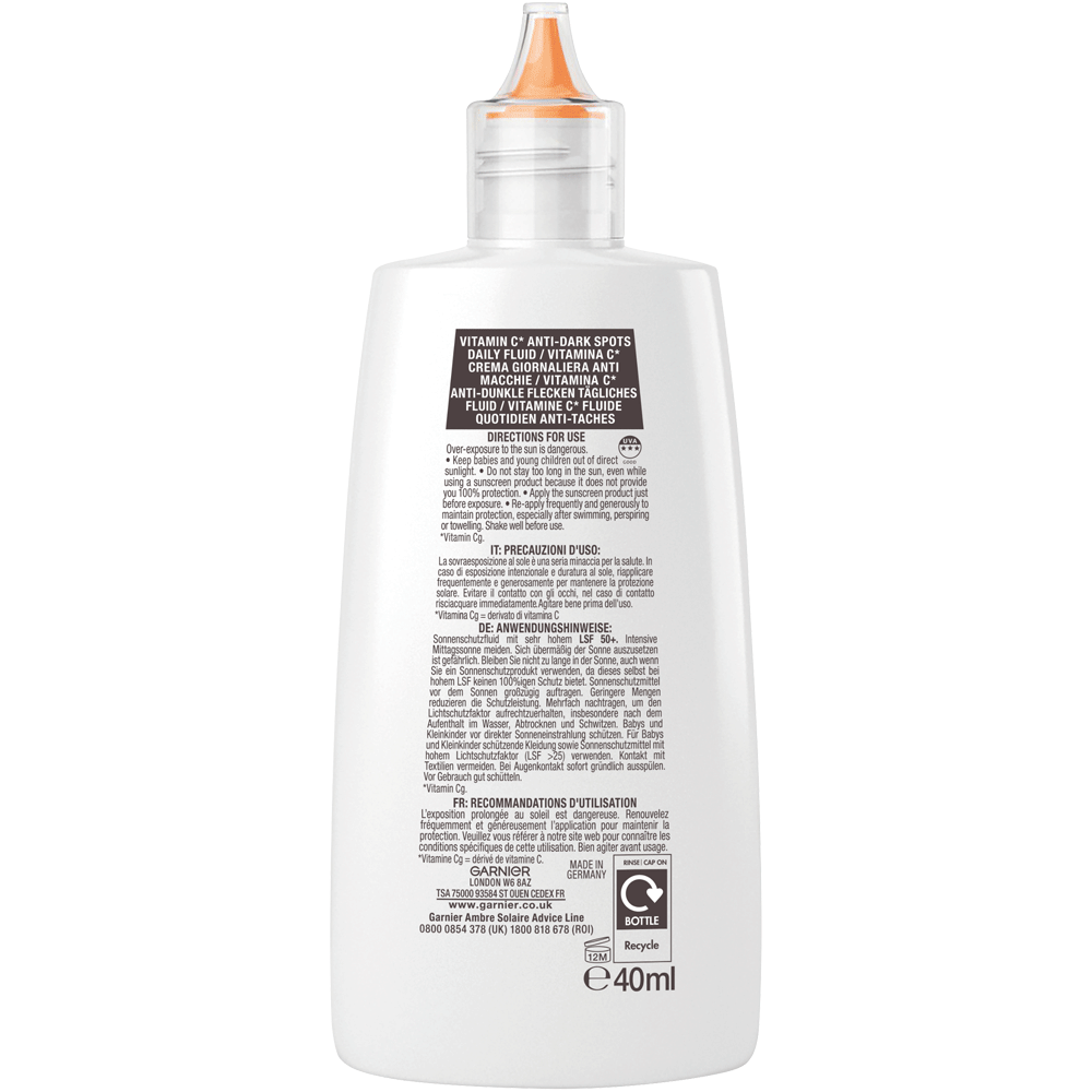 Bild: GARNIER AMBRE SOLAIRE Sonnenschutzfluid Vitamin C LSF 50+ 