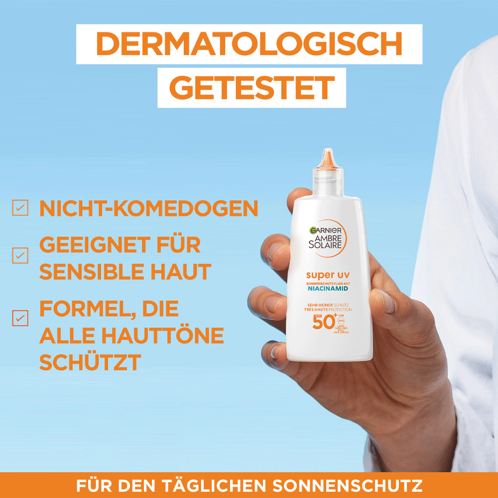 Bild: GARNIER AMBRE SOLAIRE Sonnenschutzfluid Vitamin C LSF 50+ 