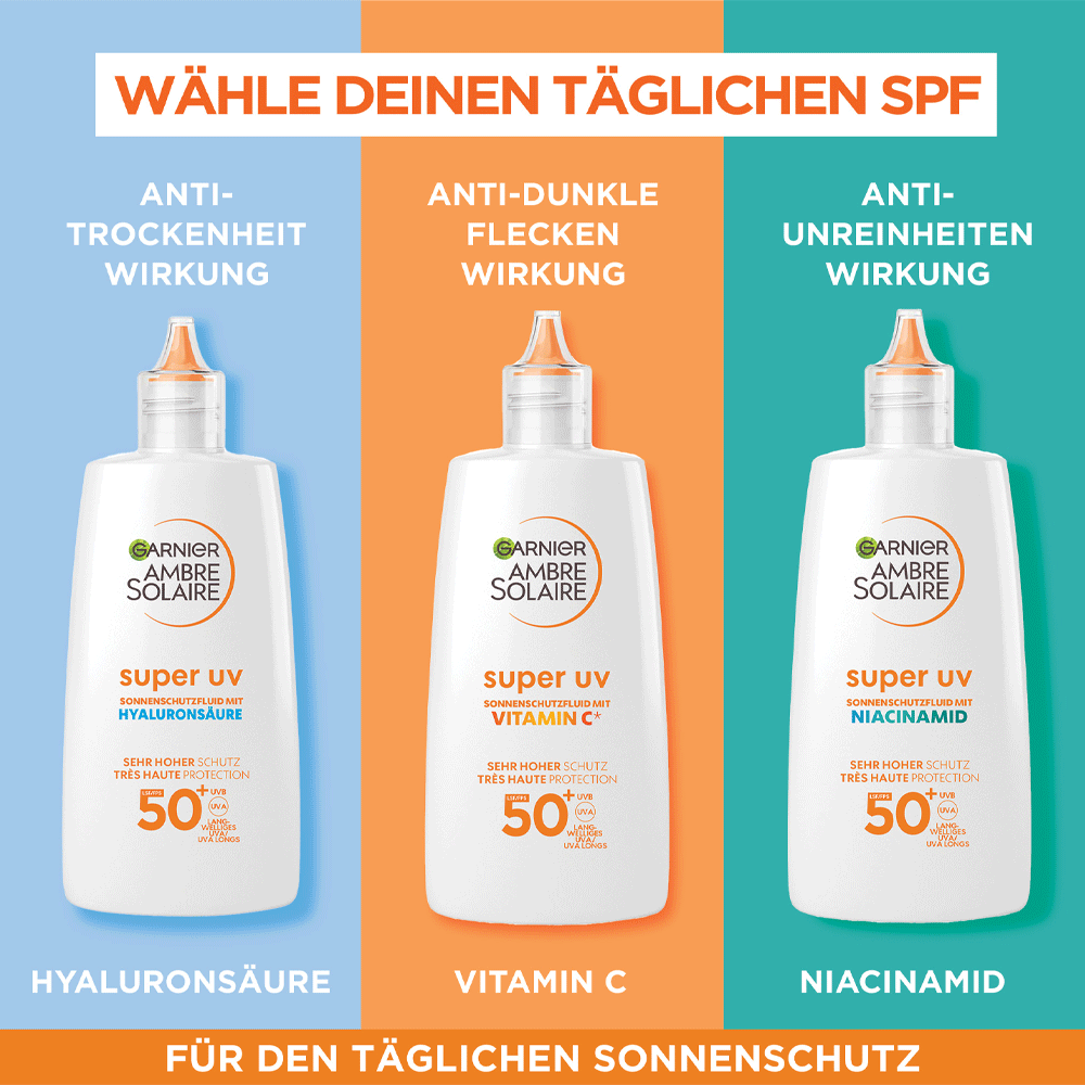 Bild: GARNIER AMBRE SOLAIRE Sonnenschutzfluid Vitamin C LSF 50+ 