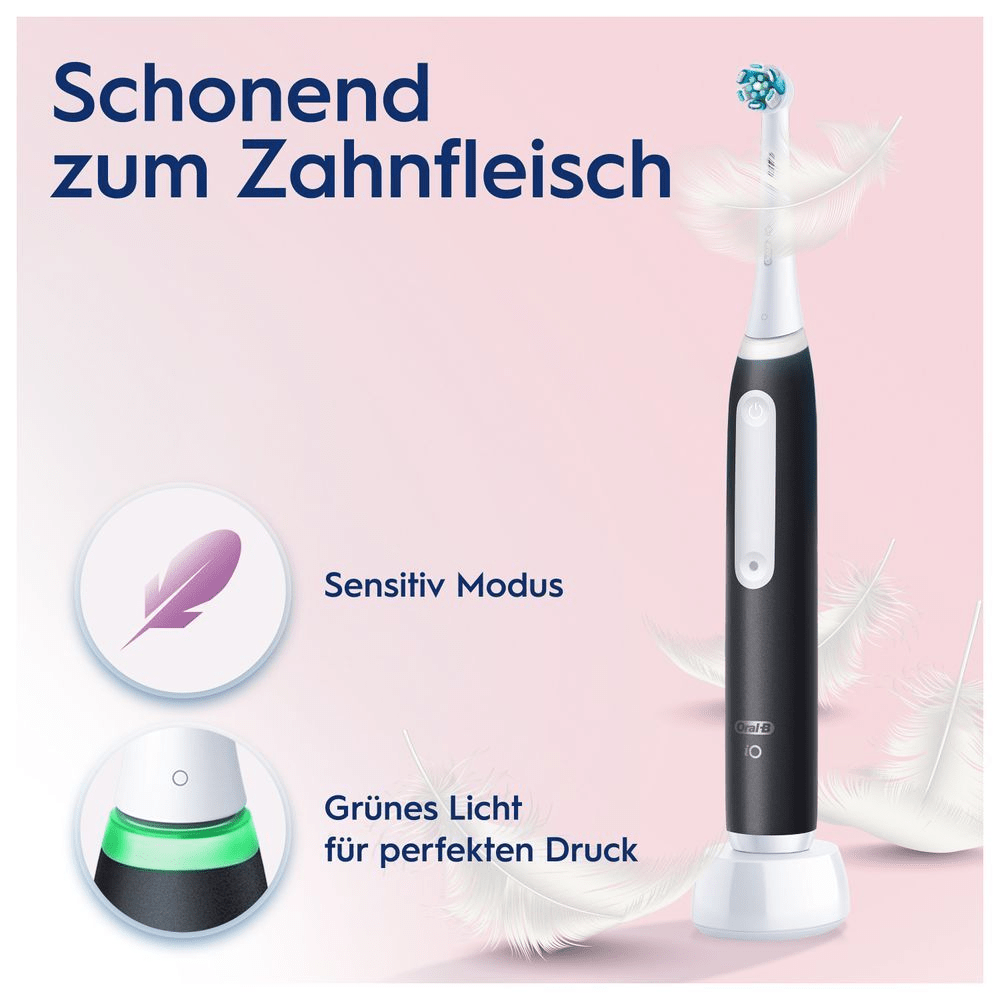 Bild: Oral-B iO Series 3 Duopack Elektrische Zahnbürste, Reiseetui, Matt Black/Blush Pink 