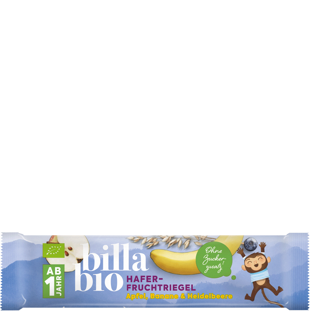 Bild: Billa Bio Babyriegel Apfel, Banane & Blaubeere 