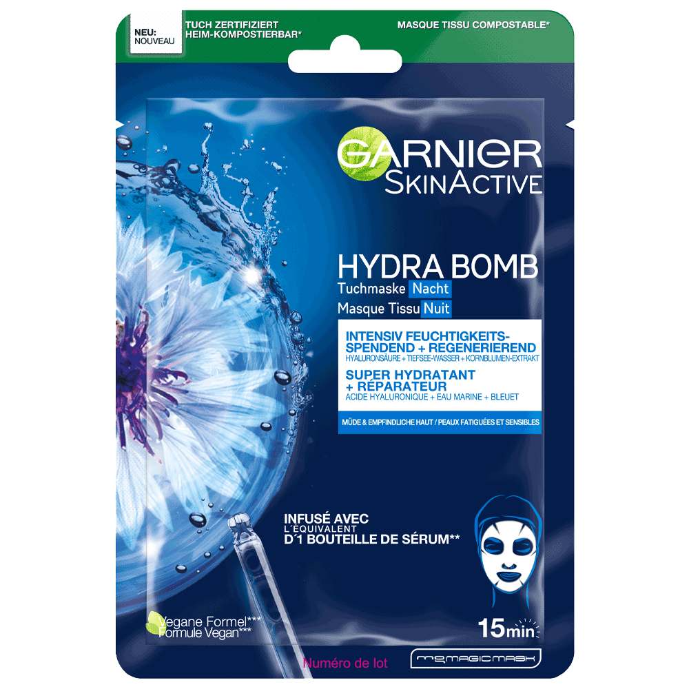 Bild: GARNIER SKIN ACTIVE Hydra Bomb Tuchmaske Nacht 