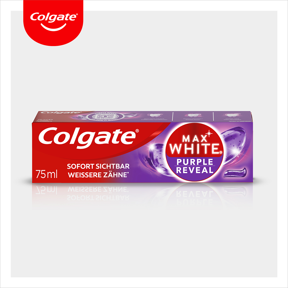 Bild: Colgate Max White Purple Reveal Instant Whitening-Zahnpasta 