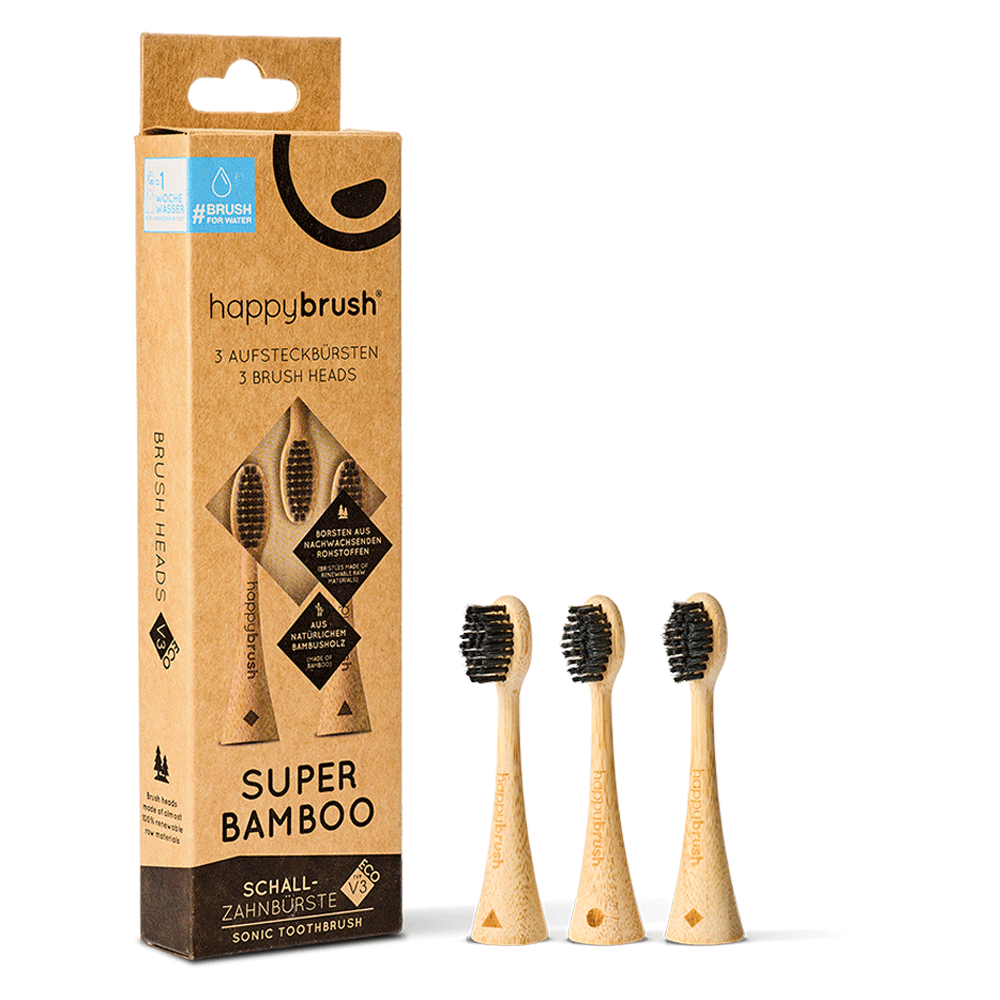 Bild: happybrush Aufsteckbürsten Super Bamboo 