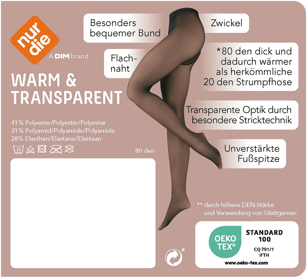 Bild: nur die Strumpfhose Warm und Transparent 80 DEN 