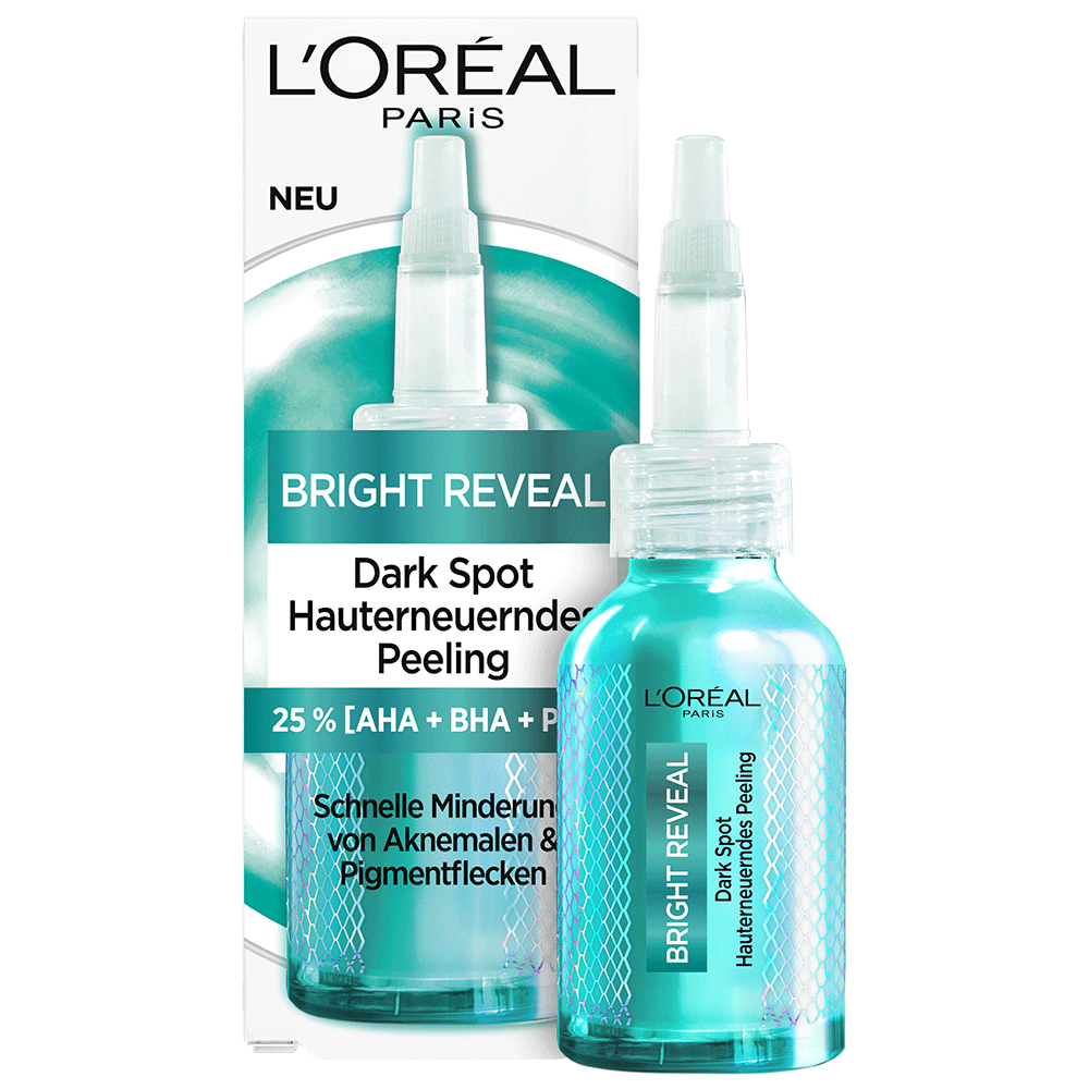 Bild: L'ORÉAL PARIS Bright Reveal Dark Spot Hauterneuerndes Peeling, 25 % [AHA + BHA + PHA] 