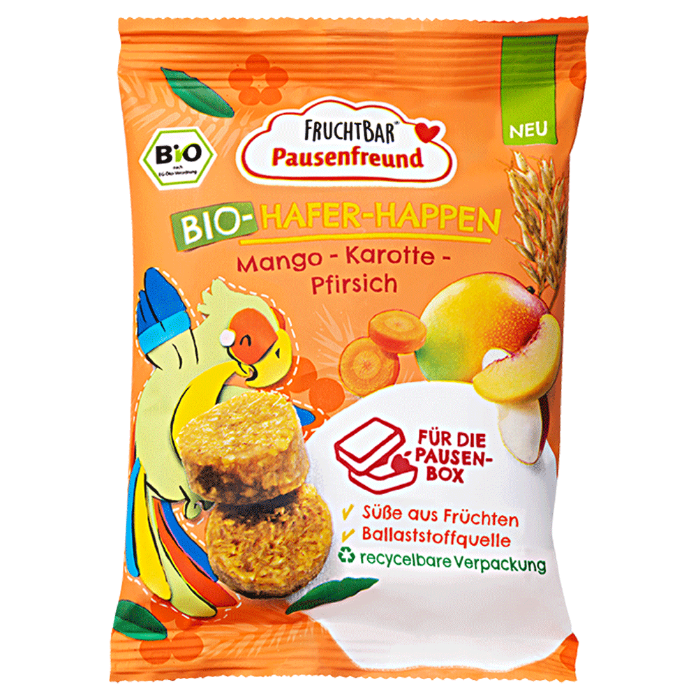 Bild: FruchtBar Hafer-Happen Mango-Karotte-Pfirsich 