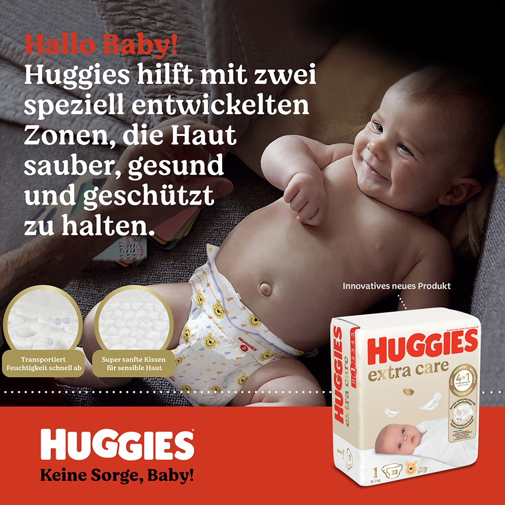 Bild: Huggies Extra Care Windel Größe 2, 3kg - 6kg 