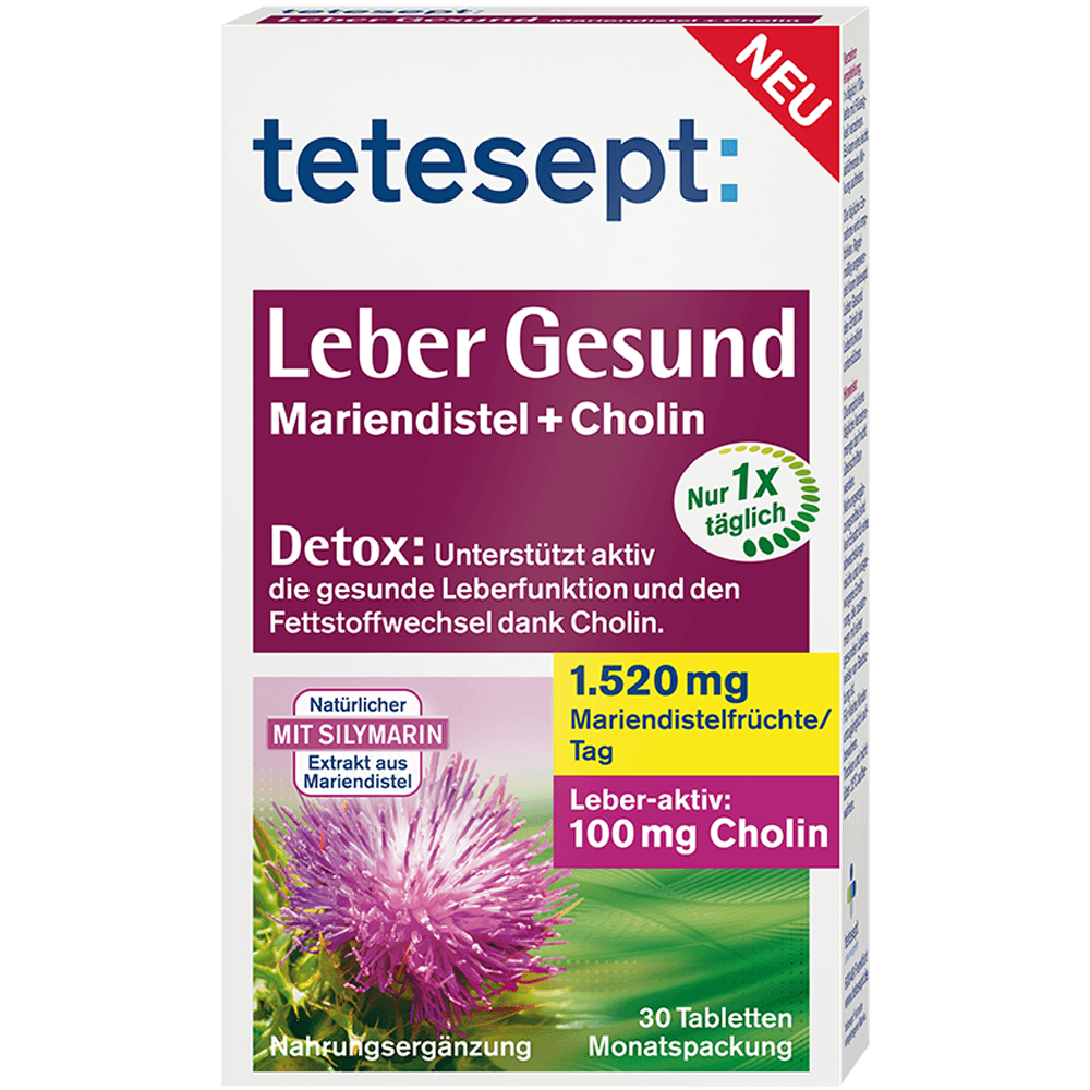 Bild: tetesept: Leber Gesund Mariendistel +Cholin Tabletten 