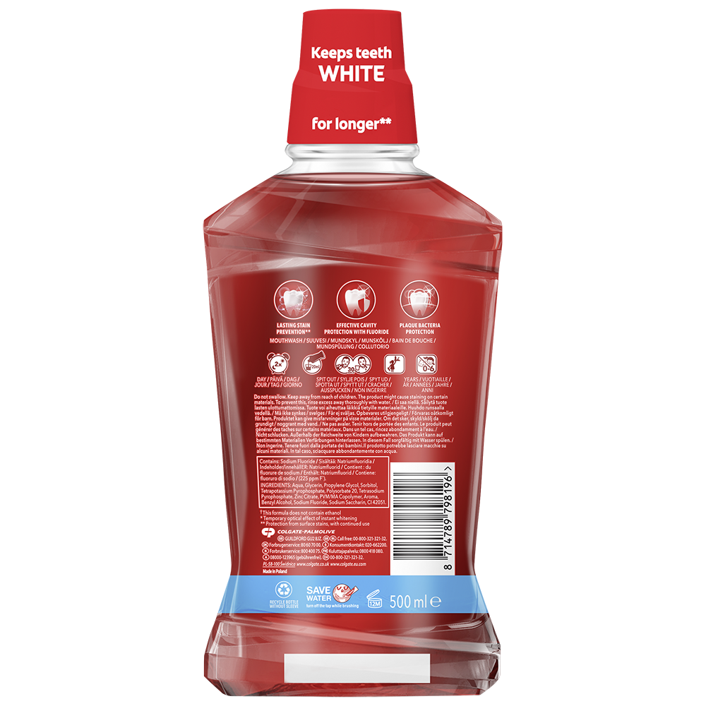 Bild: Colgate Mundspülung Max White Whiter Teeth 