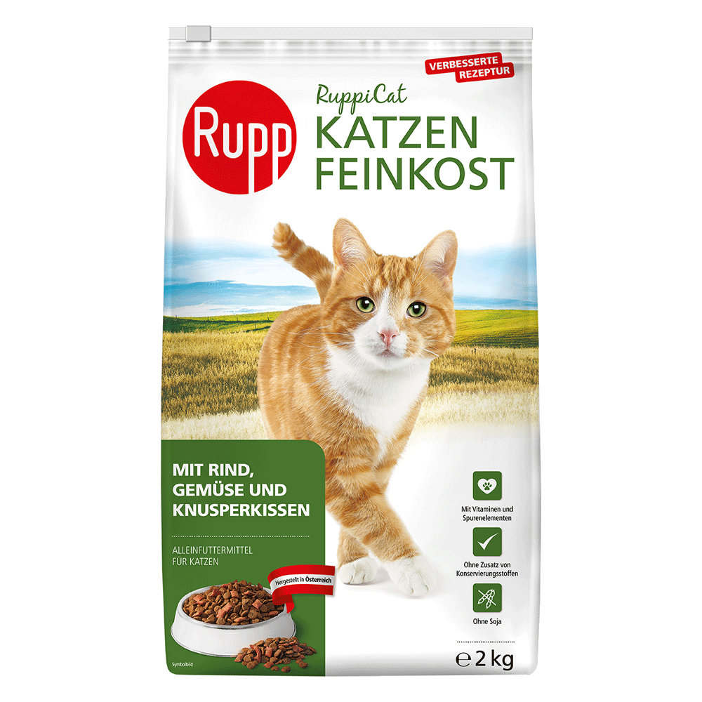 Bild: Rupp Katzen Feinkost mit Rind, Gemüse und Knusperkissen 