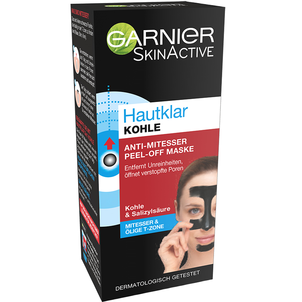 Bild: GARNIER SKIN ACTIVE Hautklar Anti-Mitesser Peel-off Maske mit Kohle & Salizylsäure 