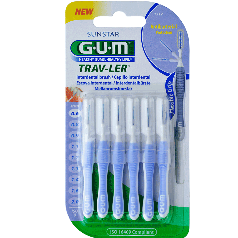 Bild: GUM TRAV-LER Interdentalbürste ISO 0 0,6 mm hellblau 