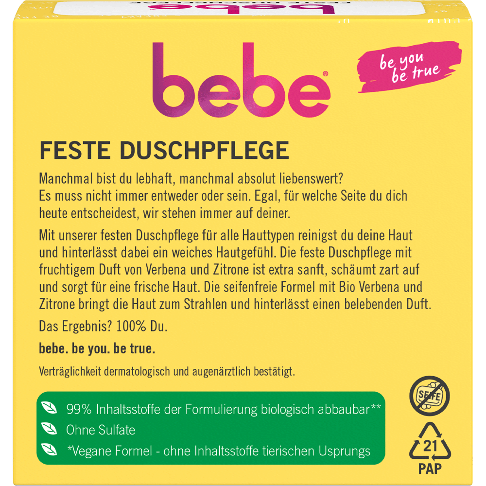 Bild: bebe Feste Duschpflege Belebend mit Verbena & Zitrone 