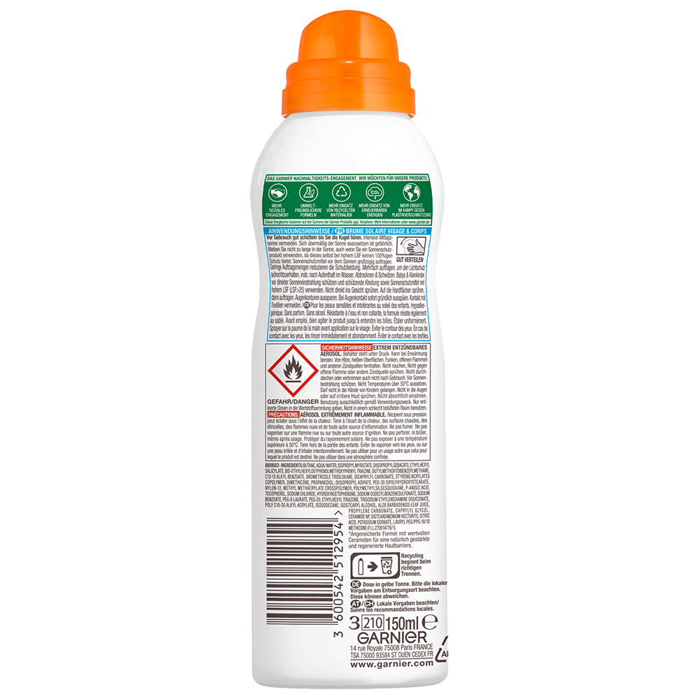 Bild: GARNIER AMBRE SOLAIRE Kids Sensitive expert+ Anti-Sand Spray LSF 50+ 