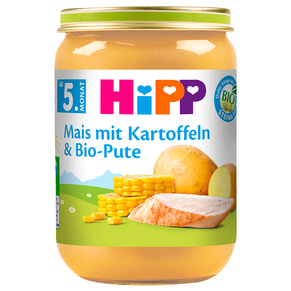 Bild: HiPP Mais mit Kartoffeln & Bio Pute 