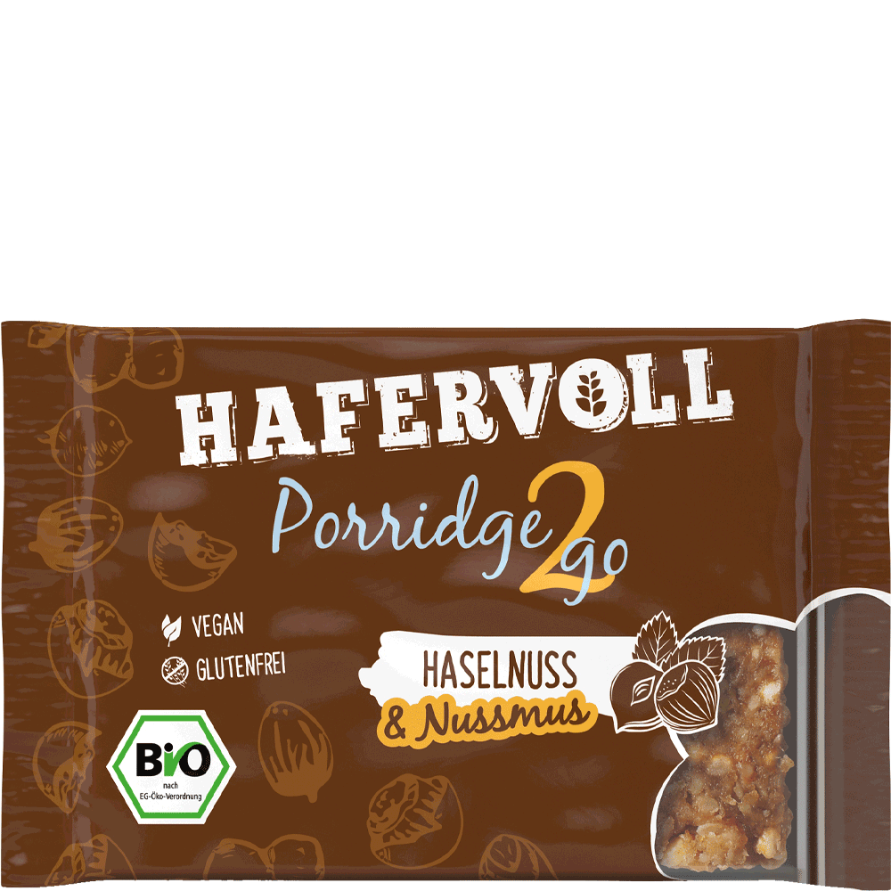 Bild: HAFERVOLL Bio Porridge2go Haselnuss 