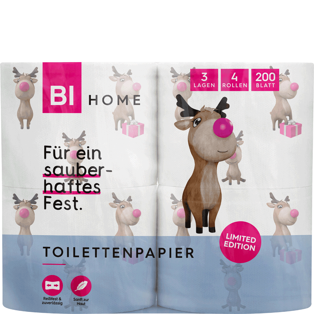 Bild: BI HOME Toilettenpapier Rentier X-Mas Edition 