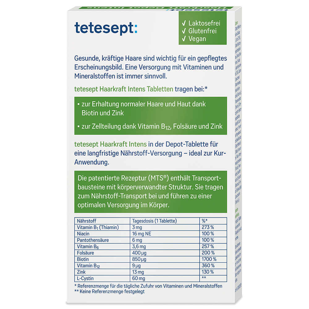 Bild: tetesept: Haarkraft Biotin + Zink + Folsäure Intens 